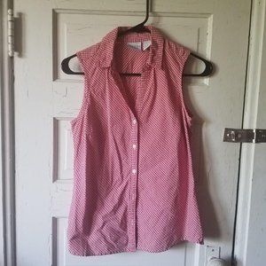 Sonoma Red & White Check Sleeveless Top